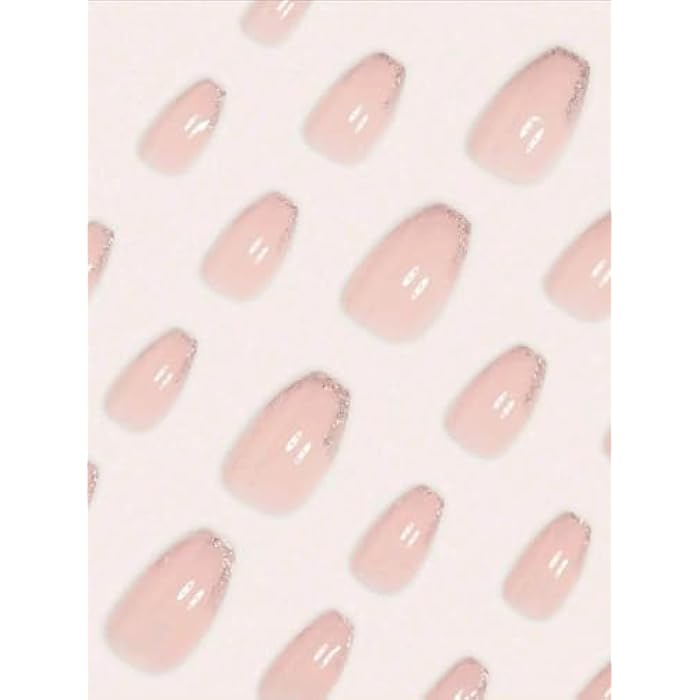 24pcs Nails Pink With Glitter - Image 4